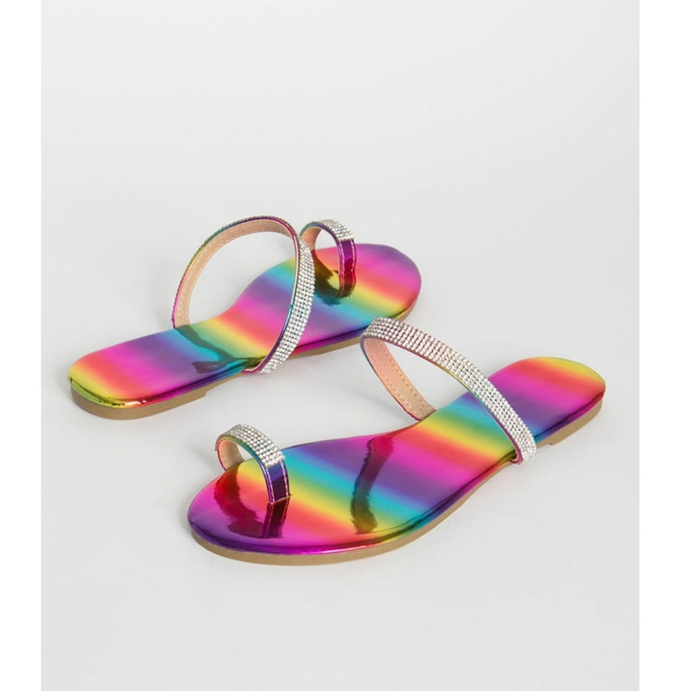 Rainbow rhinestone sandals